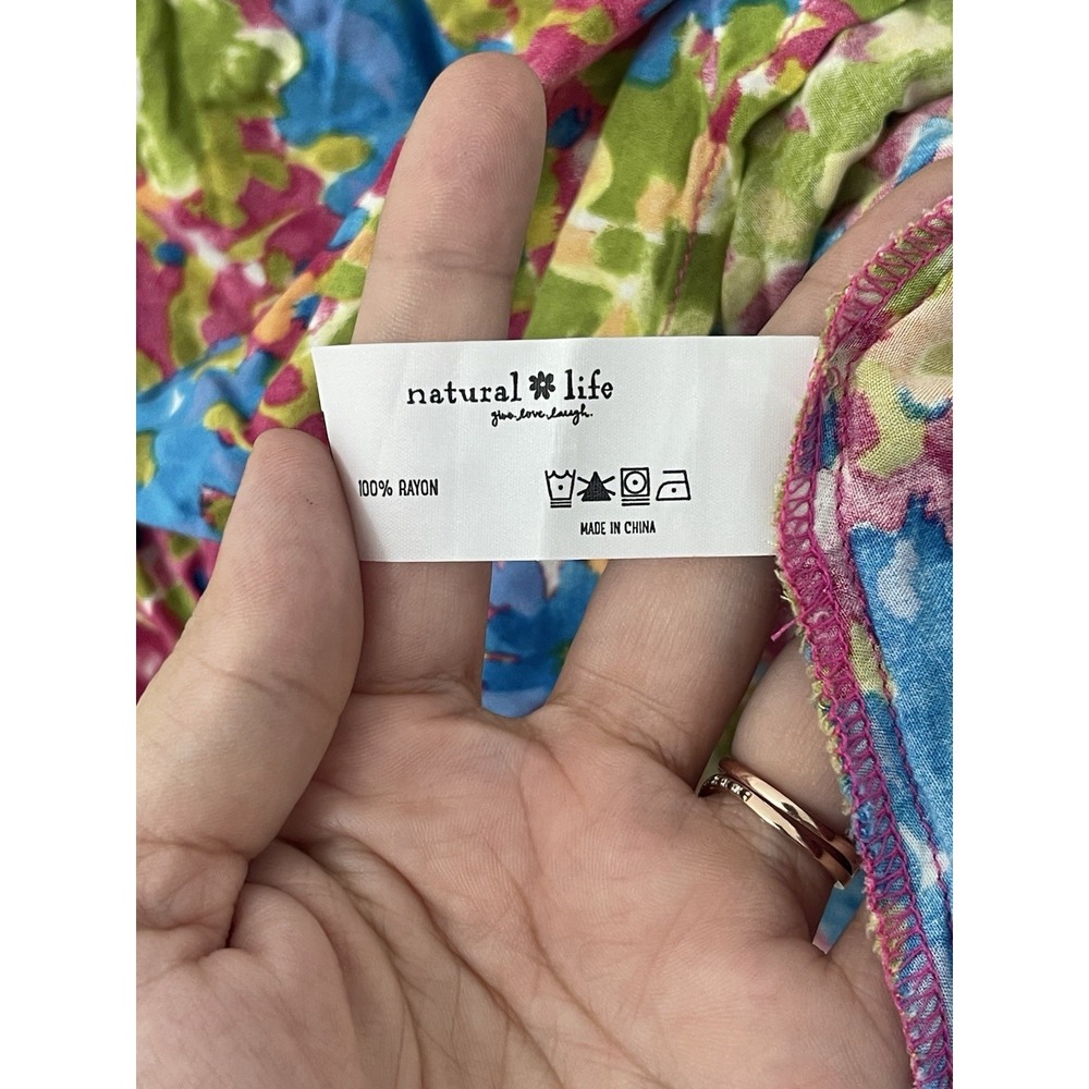 Natural Life Gigi Mini Dress Size M Scalloped Floral Boho Cottage Vacation Beach - Picture 5 of 10